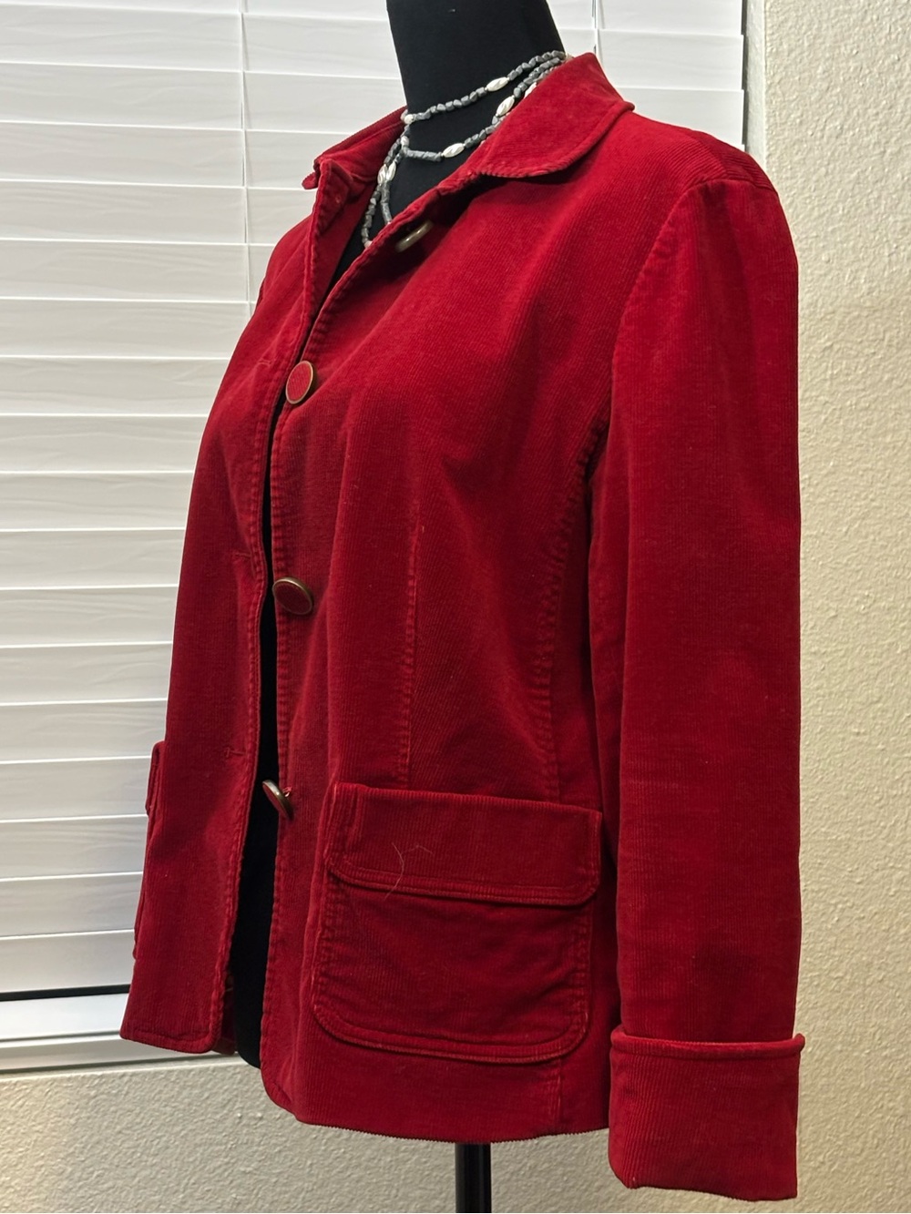 Talbots Deep Red Corduroy Button Jacket with Pockets - Picture 5 of 5